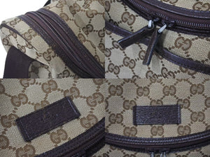 GUCCI グッチ マザーズバッグ ショルダーバッグ 123326 GGキャンバス レザー ブラウン ベージュ シルバー金具 美品 中古 4c072858