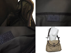 GUCCI グッチ マザーズバッグ ショルダーバッグ 123326 GGキャンバス レザー ブラウン ベージュ シルバー金具 美品 中古 4c072858