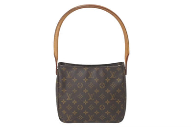 LOUIS VUITTON ルイヴィトン ルーピングMM ハンドバッグ M51146 モノグラム ゴールド金具 ブラウン 美品 中古 4c072860