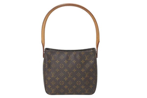 LOUIS VUITTON ルイヴィトン ルーピングMM ハンドバッグ M51146 モノグラム ゴールド金具 ブラウン 美品 中古 4c072860