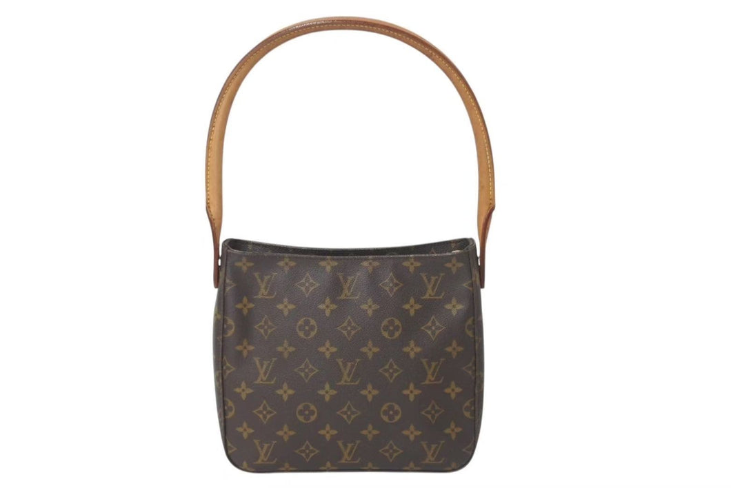 LOUIS VUITTON ルイヴィトン ルーピングMM ハンドバッグ M51146 モノグラム ゴールド金具 ブラウン 美品 中古 4c072860