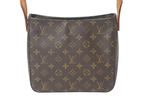 LOUIS VUITTON ルイヴィトン ルーピングMM ハンドバッグ M51146 モノグラム ゴールド金具 ブラウン 美品 中古 4c072860
