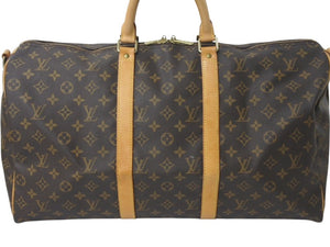 LOUIS VUITTON ルイヴィトン キーポル バンドリエール50 ボストンバッグ M41416 モノグラム PVC レザー ブラウン 美品 中古 4c072862