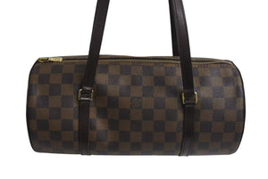 LOUIS VUITTON ルイヴィトン パピヨンGM ハンドバッグ N51303 ダミエ エベヌ ブラウン PVC レザー 美品 中古 4c072868