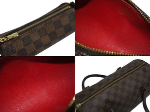 LOUIS VUITTON ルイヴィトン パピヨンGM ハンドバッグ N51303 ダミエ エベヌ ブラウン PVC レザー 美品 中古 4c072868