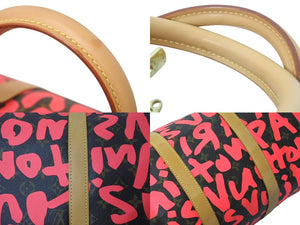 新品同様 LOUIS VUITTON ルイヴィトン モノグラム グラフティ キーポル50 ボストンバッグ ピンク スプラウス M93698 中古 4c072887
