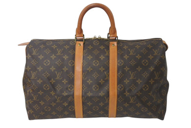 LOUIS VUITTON ルイヴィトン キーポル45ボストンバッグ M41428 モノグラム ブラウン PVC ヌメ革 レザー 中古 4c072897