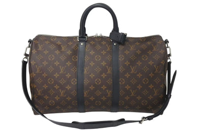 極美品 LOUIS VUITTON ルイヴィトン キーポル バンドリエール45 ボストンバッグ M56711 モノグラムマカサー ブラウン 中古 4c072900