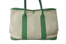 Load image into Gallery viewer, HERMES エルメス ガーデンパーティPM トートバッグ □R刻印 トワルアッシュ レザー バンブー エクリュ シルバー金具 美品 中古 4c072969
