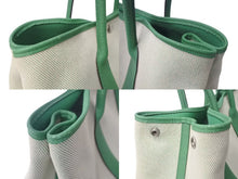 Load image into Gallery viewer, HERMES エルメス ガーデンパーティPM トートバッグ □R刻印 トワルアッシュ レザー バンブー エクリュ シルバー金具 美品 中古 4c072969
