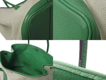 Load image into Gallery viewer, HERMES エルメス ガーデンパーティPM トートバッグ □R刻印 トワルアッシュ レザー バンブー エクリュ シルバー金具 美品 中古 4c072969