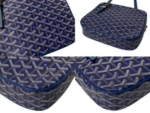 Load image into Gallery viewer, GOYARD ゴヤール ヨナMM ハンドバッグ ヘリンボーン柄 マーカージュ ブルー イエロー PVC レザー シルバー金具 美品 中古 4c072974