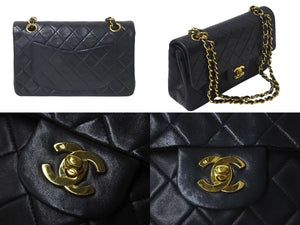 CHANEL シャネル マトラッセ23 Wフラップ チェーン ショルダーバッグ ラムスキン 2番台 ブラック ゴールド金具 美品 中古 4c072975