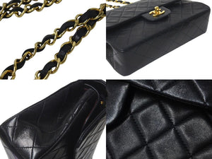 CHANEL シャネル マトラッセ23 Wフラップ チェーン ショルダーバッグ ラムスキン 2番台 ブラック ゴールド金具 美品 中古 4c072975