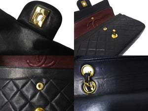 CHANEL シャネル マトラッセ23 Wフラップ チェーン ショルダーバッグ ラムスキン 2番台 ブラック ゴールド金具 美品 中古 4c072975