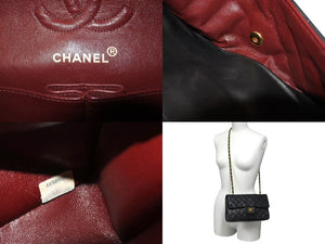 CHANEL シャネル マトラッセ23 Wフラップ チェーン ショルダーバッグ ラムスキン 2番台 ブラック ゴールド金具 美品 中古 4c072975