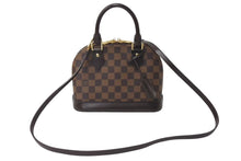 Load image into Gallery viewer, 極美品 LOUIS VUITTON ルイヴィトン アルマBB 2WAY ハンドバッグ N41221 ダミエ エベヌ ブラウン ショルダー PVC レザー 中古 4c072978