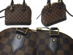極美品 LOUIS VUITTON ルイヴィトン アルマBB 2WAY ハンドバッグ N41221 ダミエ エベヌ ブラウン ショルダー PVC レザー 中古 4c072978
