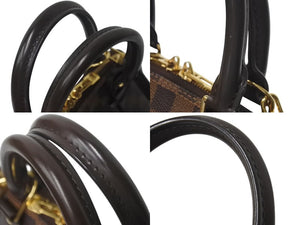 極美品 LOUIS VUITTON ルイヴィトン アルマBB 2WAY ハンドバッグ N41221 ダミエ エベヌ ブラウン ショルダー PVC レザー 中古 4c072978
