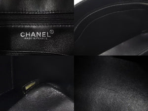 CHANEL シャネル 復刻トート ハンドバッグ ココマーク 6番台 キャビアスキン ブラック キルティング シルバー金具 美品 中古 4c072986