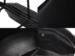 CHANEL シャネル 復刻トート ハンドバッグ ココマーク 6番台 キャビアスキン ブラック キルティング シルバー金具 美品 中古 4c072986