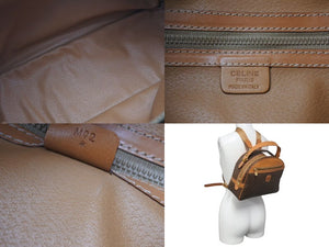 CELINE セリーヌ マカダム リュックサック バックパック MC1066 イタリア製 PVC レザー ブラウン ゴールド金具 美品 中古 4c072990