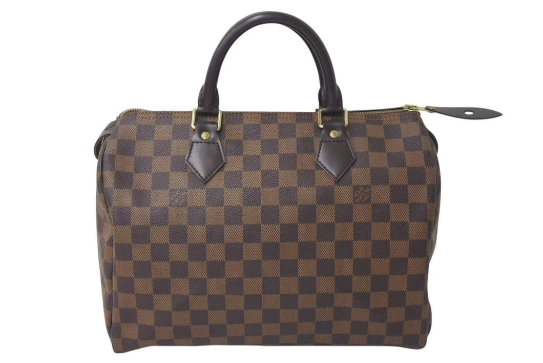 極美品 LOUIS VUITTON ルイヴィトン スピーディ30 ハンドバッグ ダミエ N41531 ゴールド金具 ブラウン 中古 4c072991