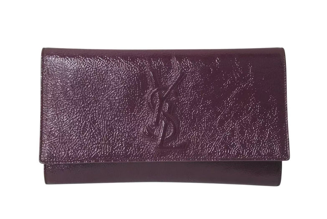 極美品 YVES SAINT LAURENT イブサンローラン クラッチバッグ アクセサリーポーチ 2010年1 203855 AB80G エナメル パープル 中古 4c072997 