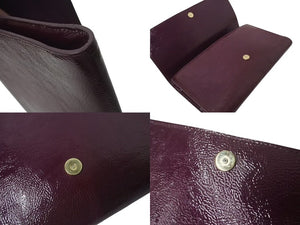 極美品 YVES SAINT LAURENT イブサンローラン クラッチバッグ アクセサリーポーチ 2010年1 203855 AB80G エナメル パープル 中古 4c072997 