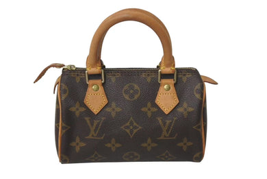 極美品 LOUIS VUITTON ルイヴィトン ミニスピーディ ハンドバッグ モノグラム M41534 PVC ブラウン ゴールド金具 中古 4c073005