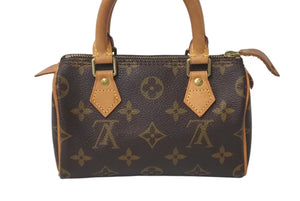 極美品 LOUIS VUITTON ルイヴィトン ミニスピーディ ハンドバッグ モノグラム M41534 PVC ブラウン ゴールド金具 中古 4c073005