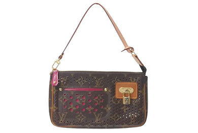 極美品 LOUIS VUITTON ルイヴィトン アクセサリーポーチ モノグラムペルフォ ポシェットアクセソワール M95183 ブラウン 中古 4c073008