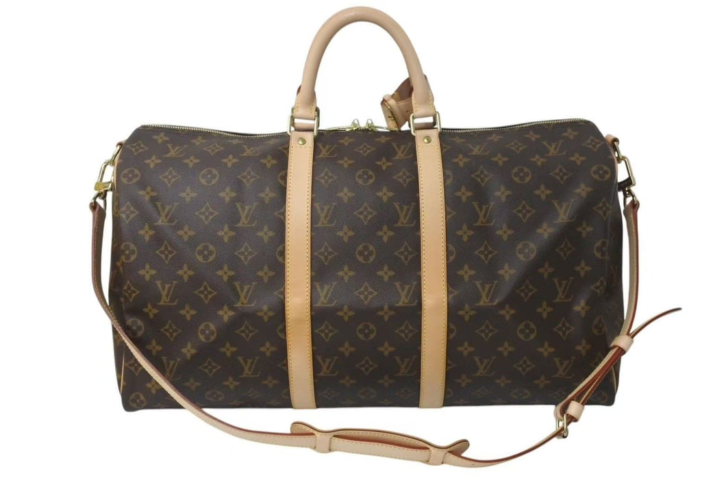 極美品 LOUIS VUITTON ルイヴィトン キーポル バンドリエール 50 ボストンバッグ M41416 モノグラム ブラウン 中古 4c073010