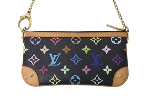 極美品 LOUIS VUITTON ルイヴィトン ポーチ M60097 ポシェット ミラMM モノグラムマルチカラー ブラック 中古 4c073013
