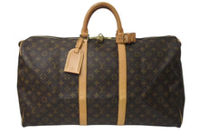 Load image into Gallery viewer, LOUIS VUITTON ルイヴィトン キーポル55 ボストンバッグ M41424 モノグラム PVCコーティングキャンバス ヌメ革 ブラウン 美品 中古 4c073017