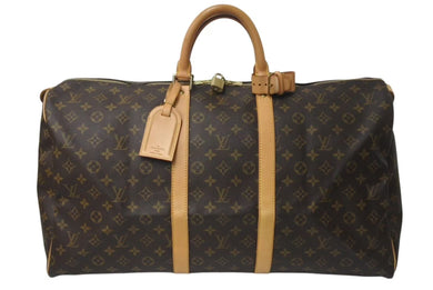 LOUIS VUITTON ルイヴィトン キーポル55 ボストンバッグ M41424 モノグラム PVCコーティングキャンバス ヌメ革 ブラウン 美品 中古 4c073017