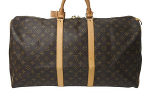 LOUIS VUITTON ルイヴィトン キーポル55 ボストンバッグ M41424 モノグラム PVCコーティングキャンバス ヌメ革 ブラウン 美品 中古 4c073017