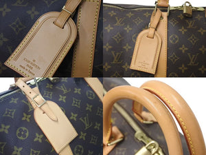 LOUIS VUITTON ルイヴィトン キーポル55 ボストンバッグ M41424 モノグラム PVCコーティングキャンバス ヌメ革 ブラウン 美品 中古 4c073017