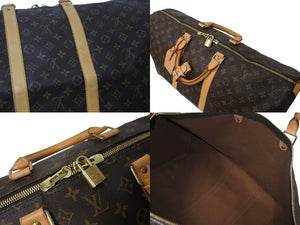 LOUIS VUITTON ルイヴィトン キーポル55 ボストンバッグ M41424 モノグラム PVCコーティングキャンバス ヌメ革 ブラウン 美品 中古 4c073017