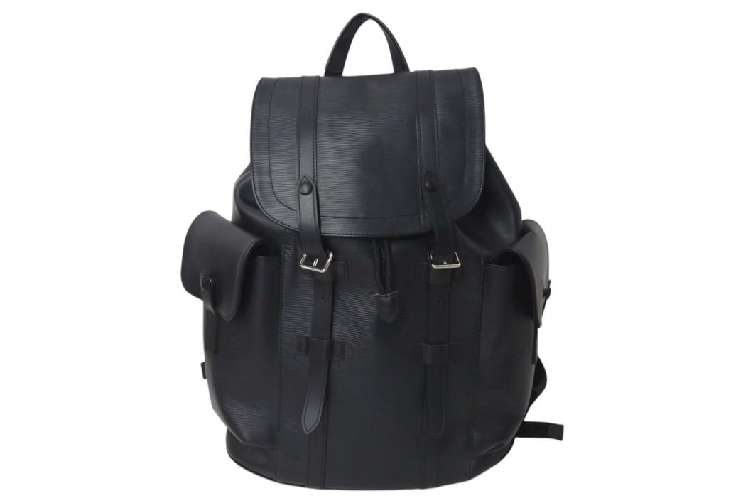 極美品 LOUISVUITTON ルイヴィトン クリストファーMM リュック バックパック M50159 エピレザー ノワール シルバー 中古 4c073022