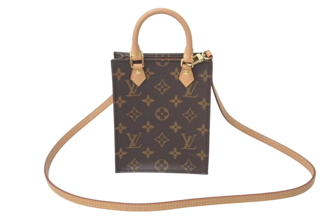 新品同様品 LOUIS VUITTON ルイヴィトン プティットサックプラ ハンドバッグ M69442 2WAY モノグラム ブラウン ゴールド金具 中古 4c073023