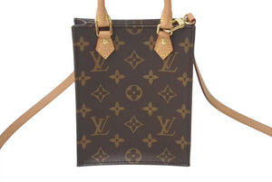 新品同様品 LOUIS VUITTON ルイヴィトン プティットサックプラ ハンドバッグ M69442 2WAY モノグラム ブラウン ゴールド金具 中古 4c073023