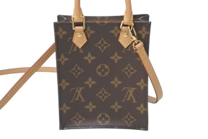 新品同様品 LOUIS VUITTON ルイヴィトン プティットサックプラ ハンドバッグ M69442 2WAY モノグラム ブラウン ゴールド金具 中古 4c073023