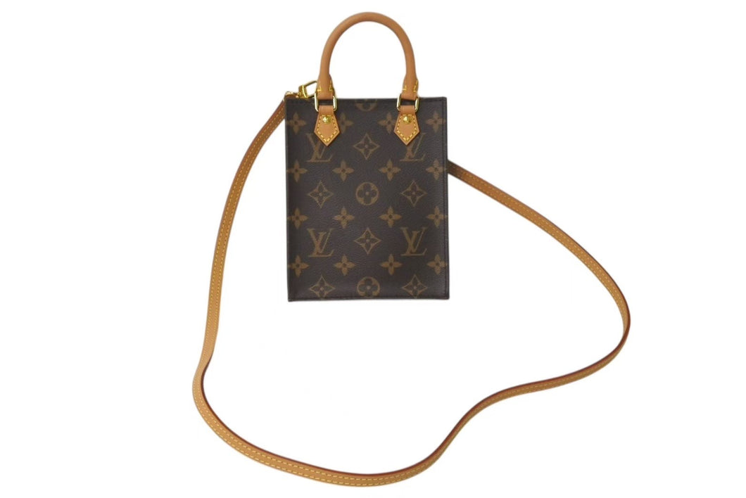 極美品 LOUIS VUITTON ルイヴィトン プティットサックプラ 2WAY ハンドバッグ M69442 モノグラム ブラウン 中古 4c073033