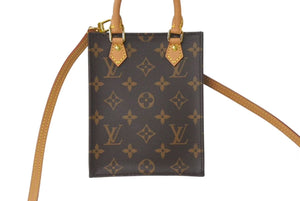 極美品 LOUIS VUITTON ルイヴィトン プティットサックプラ 2WAY ハンドバッグ M69442 モノグラム ブラウン 中古 4c073033