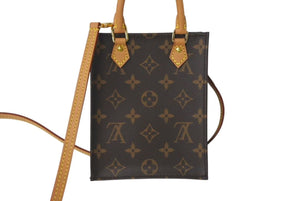 極美品 LOUIS VUITTON ルイヴィトン プティットサックプラ 2WAY ハンドバッグ M69442 モノグラム ブラウン 中古 4c073033