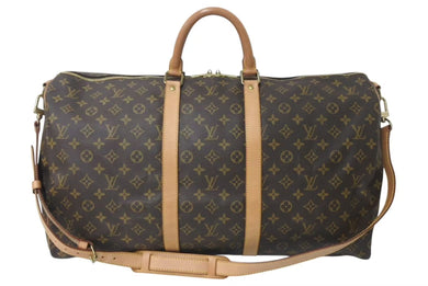 極美品 LOUIS VUITTON ルイヴィトン キーポルバンドリエール55 ボストンバッグ M41414 モノグラム PVCコーティングキャンバス ヌメ革 ブラウン 中古 4c073040
