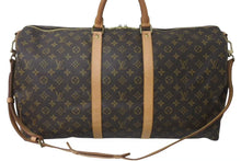 Load image into Gallery viewer, 極美品 LOUIS VUITTON ルイヴィトン キーポルバンドリエール55 ボストンバッグ M41414 モノグラム PVCコーティングキャンバス ヌメ革 ブラウン 中古 4c073040