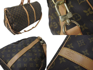 極美品 LOUIS VUITTON ルイヴィトン キーポルバンドリエール55 ボストンバッグ M41414 モノグラム PVCコーティングキャンバス ヌメ革 ブラウン 中古 4c073040