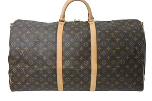 LOUIS VUITTON ルイヴィトン キーポルバンドリエール60 ボストンバッグ M41412 モノグラム PVC ヌメ革 ブラウン 美品 中古 4c073041